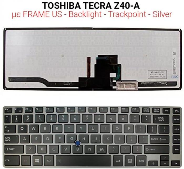 ΠΛΗΚΤΡΟΛΟΓΙΟ ΓΙΑ LAPTOP TOSHIBA TECRA Z40-A WITH BACKLIGHT TRACKPOINT US SILVER