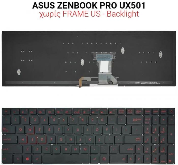 ΠΛΗΚΤΡΟΛΟΓΙΟ ΓΙΑ LAPTOP ASUS ZENBOOK PRO UX501 WITHOUT FRAME WITH BACKLIGHT US BLACK