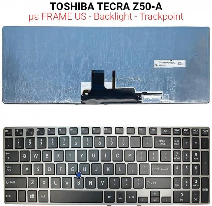 ΠΛΗΚΤΡΟΛΟΓΙΟ ΓΙΑ LAPTOP TOSHIBA TECRA Z50-A WITH BACKLIGHT TRACKPOINT US SILVER BLACK