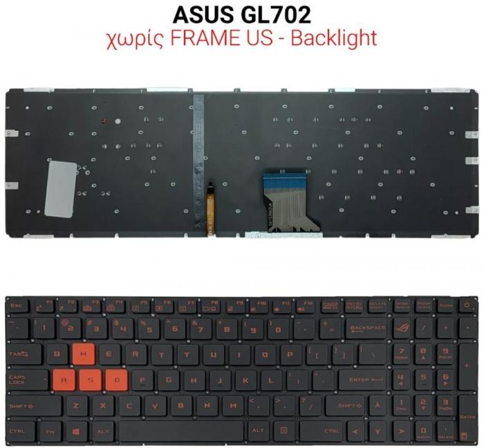 ΠΛΗΚΤΡΟΛΟΓΙΟ ΓΙΑ LAPTOP ASUS GL702 WITHOUT FRAME WITH BACKLIGHT US BLACK