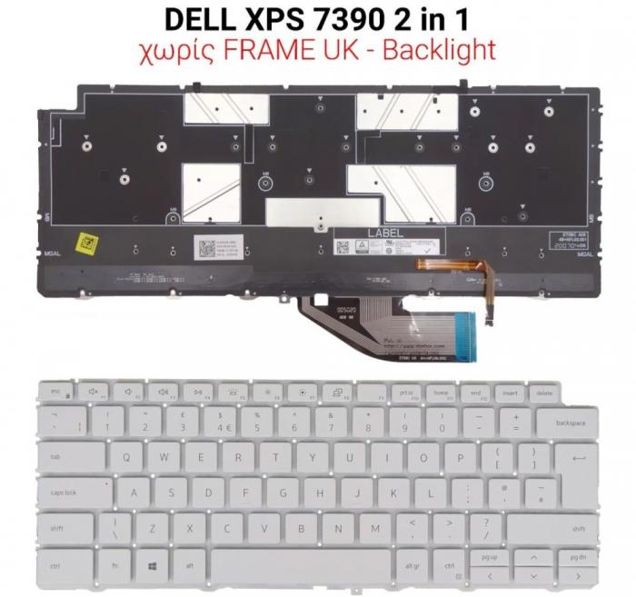 ΠΛΗΚΤΡΟΛΟΓΙΟ ΓΙΑ LAPTOP DELL XPS 7390 WITHOUT FRAME FRAME WITH BACKLIGHT UK WHITE
