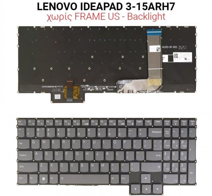 ΠΛΗΚΤΡΟΛΟΓΙΟ ΓΙΑ LAPTOP LENOVO IDEAPAD 3-15ARH7 WITHOUT FRAME WITH BACKLIGHT US BLACK