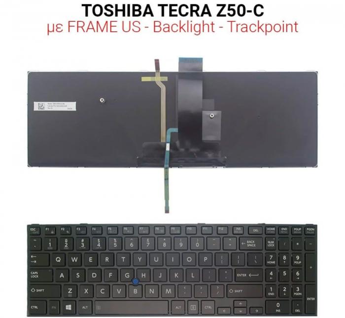 ΠΛΗΚΤΡΟΛΟΓΙΟ ΓΙΑ LAPTOP TOSHIBA TECRA Z50-C WITH BACKLIGHT TRACKPOINT US BLACK