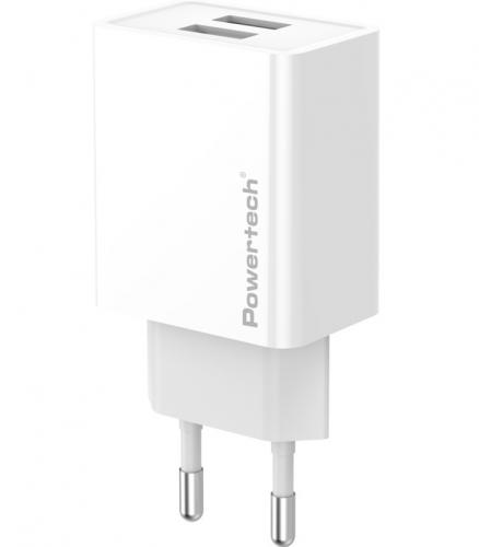 ΦΟΡΤΙΣΤΗΣ ΤΟΙΧΟΥ POWERTECH PT-1321 2x USB 12W WHITE