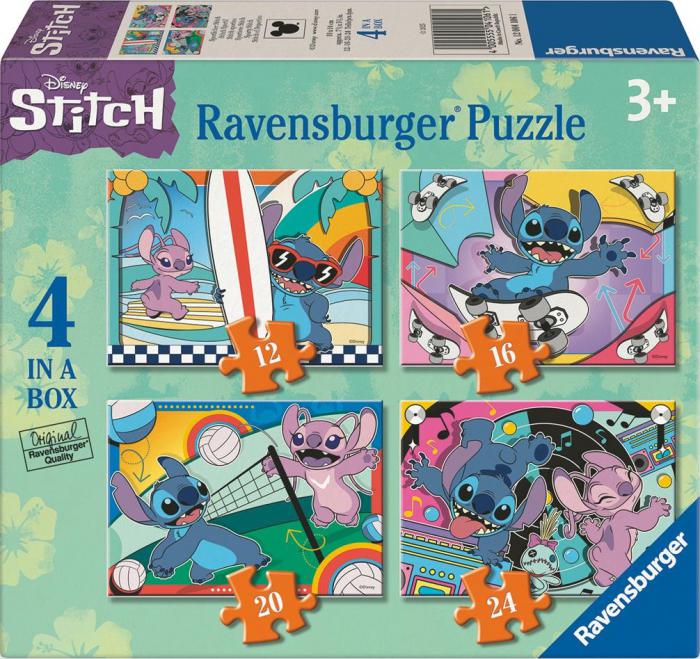 ΠΑΖΛ RAVENSBURGER: STITCH - VACAY MODE 4 IN A BOX 12/16/20/24PCS 12001069
