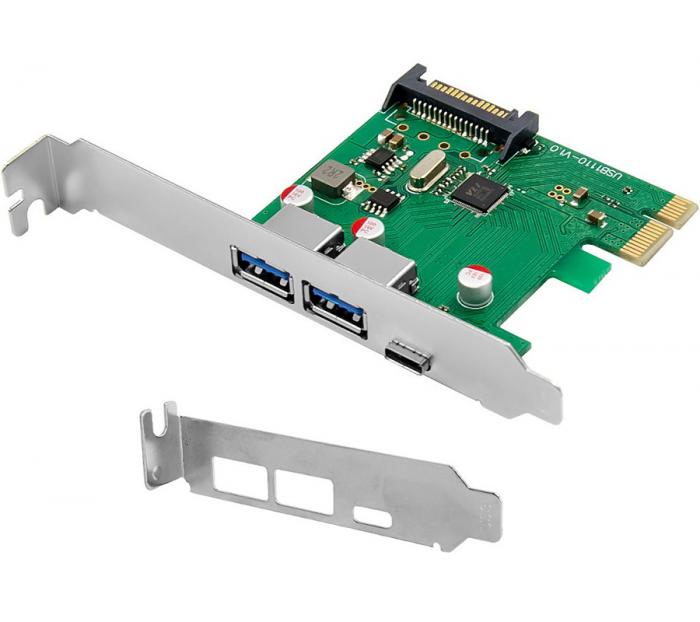 ΚΑΡΤΑ ΕΠΕΚΤΑΣΗΣ POWERTECH PCIe ΣΕ 2 x USB ΚΑΙ 1 x USB-C ST627