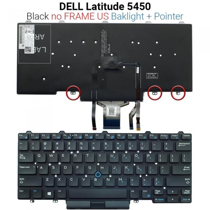 ΠΛΗΚΤΡΟΛΟΓΙΟ ΓΙΑ LAPTOP DELL LATITUBE E5450 WITHOUT FRAME WITH BACKLIGHT WITH TRACKPOINT US BLACK