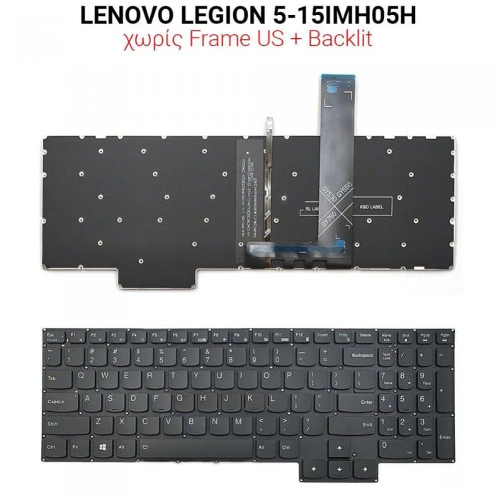 ΠΛΗΚΤΡΟΛΟΓΙΟ ΓΙΑ LAPTOP LENOVO LEGION 5-15IMH05H WITHOUT FRAME WITH BACKLIGHT US BLACK
