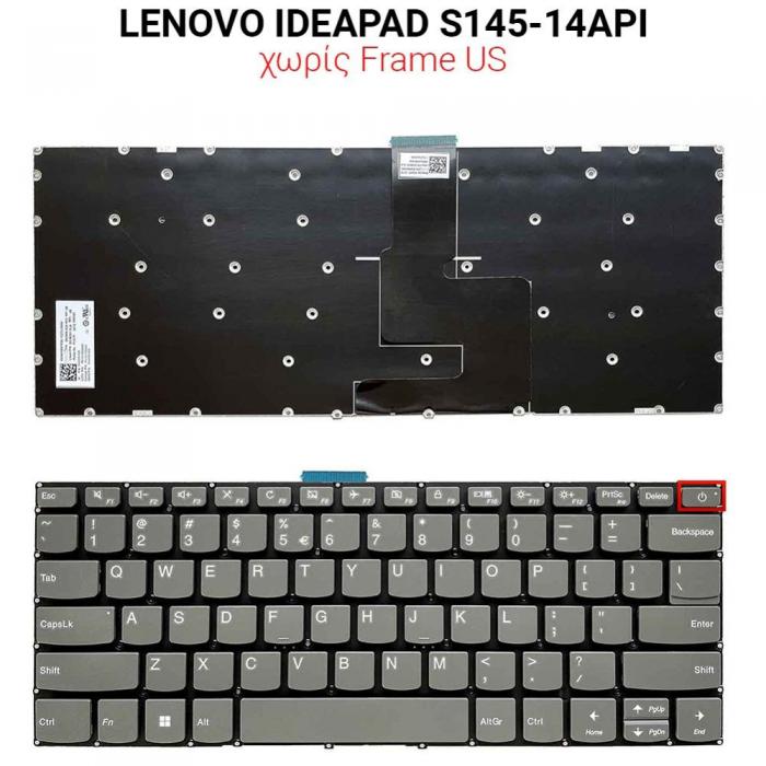 ΠΛΗΚΤΡΟΛΟΓΙΟ ΓΙΑ LAPTOP LENOVO IDEAPAD S145-14API WITHOUT FRAME US GREY