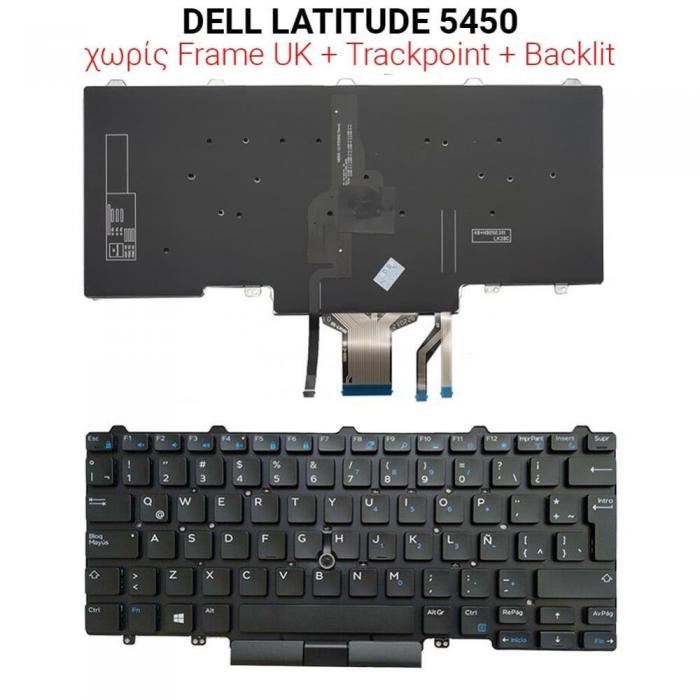 ΠΛΗΚΤΡΟΛΟΓΙΟ ΓΙΑ LAPTOP DELL LATITUDE 5450 WITHOUT FRAME WITH BACKLIGHT WITH TRACKPOINT UK BLACK
