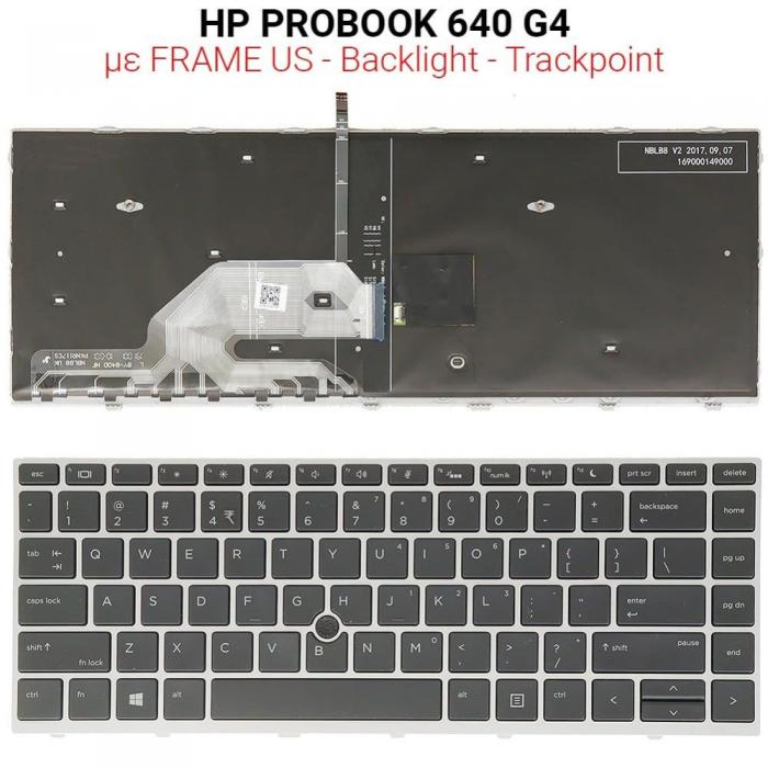 ΠΛΗΚΤΡΟΛΟΓΙΟ ΓΙΑ LAPTOP HP PROBOOK 640 G4 WITH FRAME BACKLIGHT TRACKPOINT US BLACK