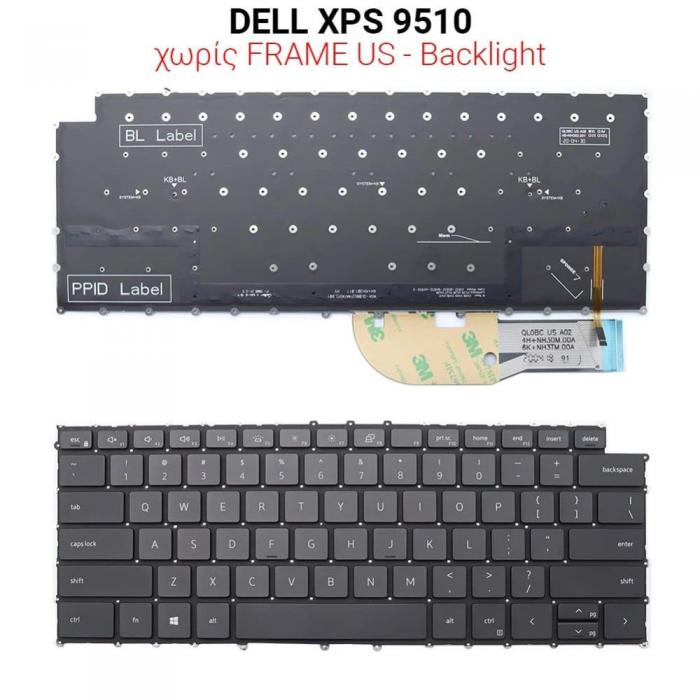 ΠΛΗΚΤΡΟΛΟΓΙΟ ΓΙΑ LAPTOP DELL XPS 9510 WITHOUT FRAME WITH BACKLIGHT US BLACK