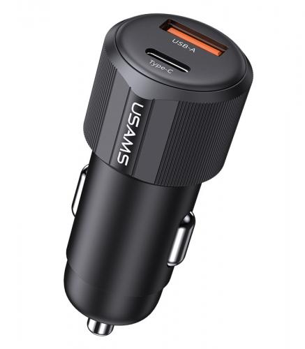 ΦΟΡΤΙΣΤΗΣ ΑΥΤΟΚΙΝΗΤΟΥ USAMS CC283 USB AND USB-C 60W BLACK