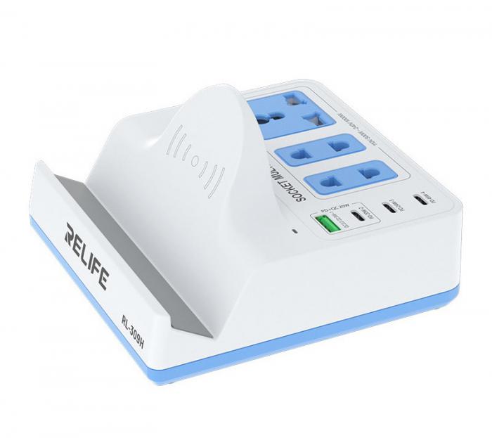 ΦΟΡΤΙΣΤΗΣ RELIFE RL-309H USB/3x USB-C/3x DC/WIRELESS 72W WHITE