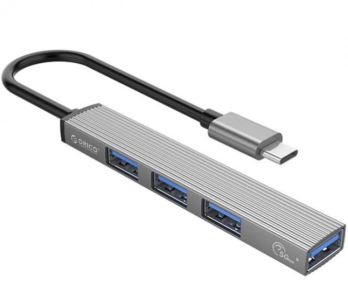 HUB USB-C ORICO AH-13 4xUSB 3.0 5Gbps GREY