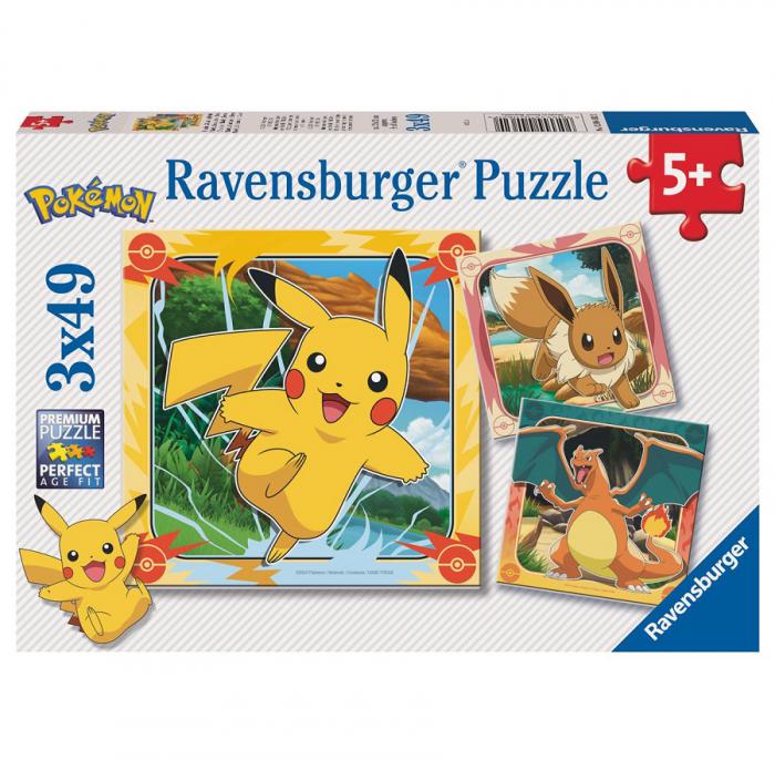 ΠΑΖΛ RAVENSBURGER: POKEMON - PIKACHU CHARIZARD AND EEVEE! 3x49 PCS 12004062