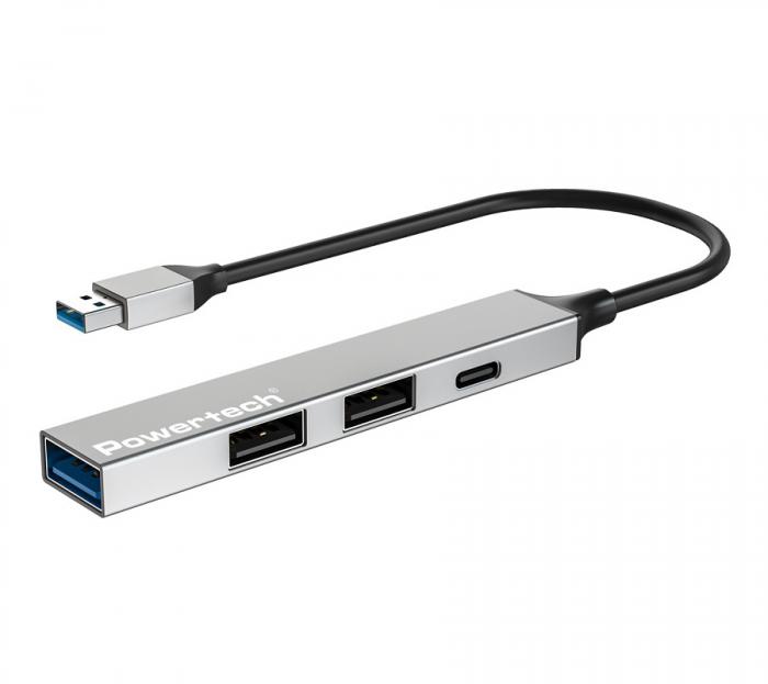 USB HUB 4x USB 3.2 POWERTECH PT-1413 GREY