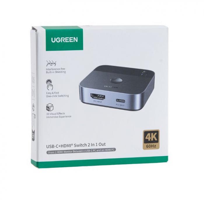 HDMI - USB-C SWITCH 2 PORT IN 1 PORT OUT HDMI 4K/60HZ UGREEN AW503 55452