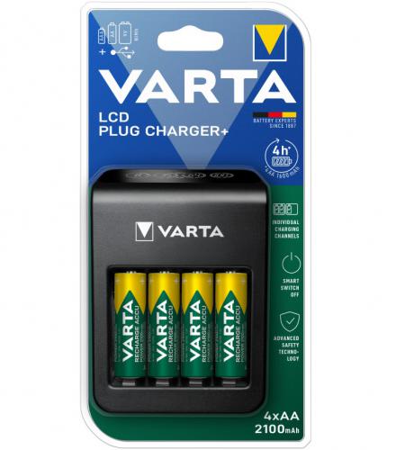 ΦΟΡΤΙΣΤΗΣ ΜΠΑΤΑΡΙΩΝ VARTA LCD PLUG AA/AAA/9V ΜΕ 4xAA 2100mAh ΜΠΑΤΑΡΙΕΣ