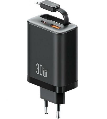 ΦΟΡΤΙΣΤΗΣ ΤΟΙΧΟΥ USAMS CC296 USB/USB-C 30W BLACK