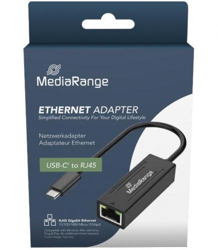 LAN CARD USB-C MEDIARANGE 10/100/1000 MBPS MRCS237 BLACK