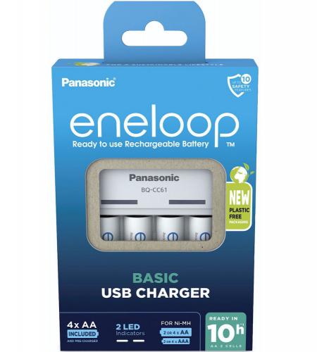 ΦΟΡΤΙΣΤΗΣ ΜΠΑΤΑΡΙΩΝ PANASONIC ENELOOP AA/AAA BK-3MCDE ΜΕ 4xAA 2000mAh ΜΠΑΤΑΡΙΕΣ