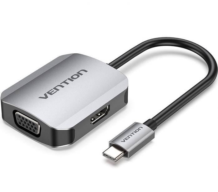 ADAPTOR VENTION USB-C ΣΕ HDMI - VGA TDIHB GREY