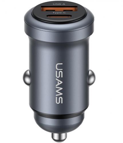 ΦΟΡΤΙΣΤΗΣ ΑΥΤΟΚΙΝΗΤΟΥ USAMS CC322 USB - USB-C 30W GREY
