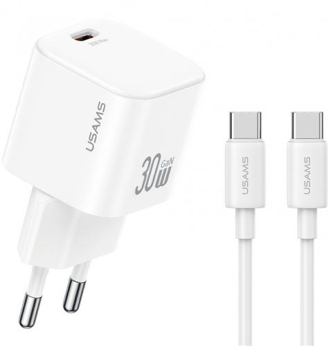 ΦΟΡΤΙΣΤΗΣ ΤΟΙΧΟΥ USAMS CC262 USB-C 30W GaN WHITE