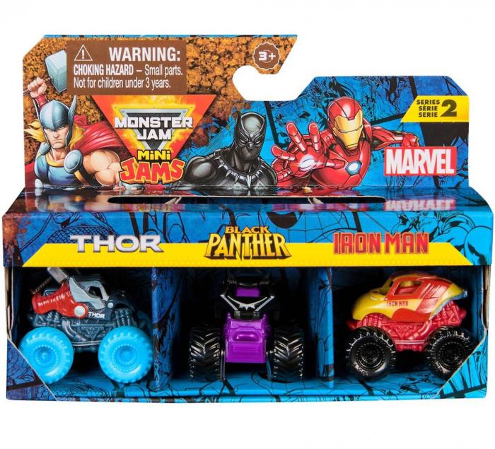 ΠΑΙΧΝΙΔΙ SPIN MASTER MARVEL MONSTER JAM: MINI JAMS - THOR - BLACK PANTHER - IRON MAN 3 PACK BUNDLE 20149559