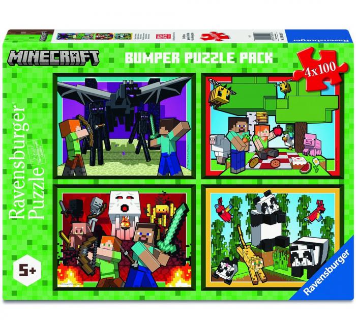 ΠΑΖΛ RAVENSBURGER: MINECRAFT 4X 100 PCS 12004290