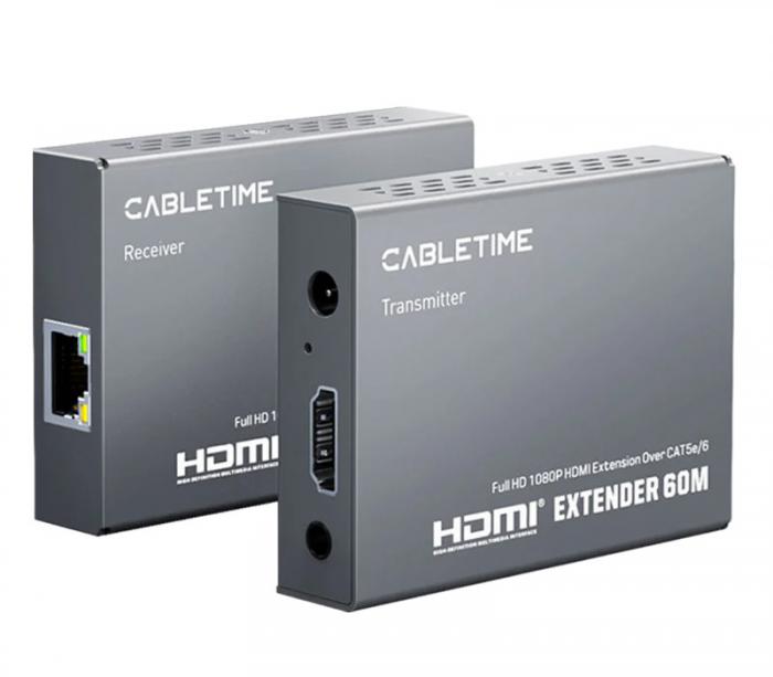 EXTENDER HDMI ΜΕΣΩ UTP CABLETIME CT-HEHD-FG60 1080p/60Hz 60M