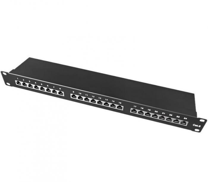 PATCH PANEL POWER ON 24 PORTS 1U CAT6 PP-C6-F24 FTP