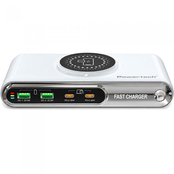 ΦΟΡΤΙΣΤΗΣ POWERTECH PT-1624 2x USB 2x USB-C WIRELESS 72W WHITE