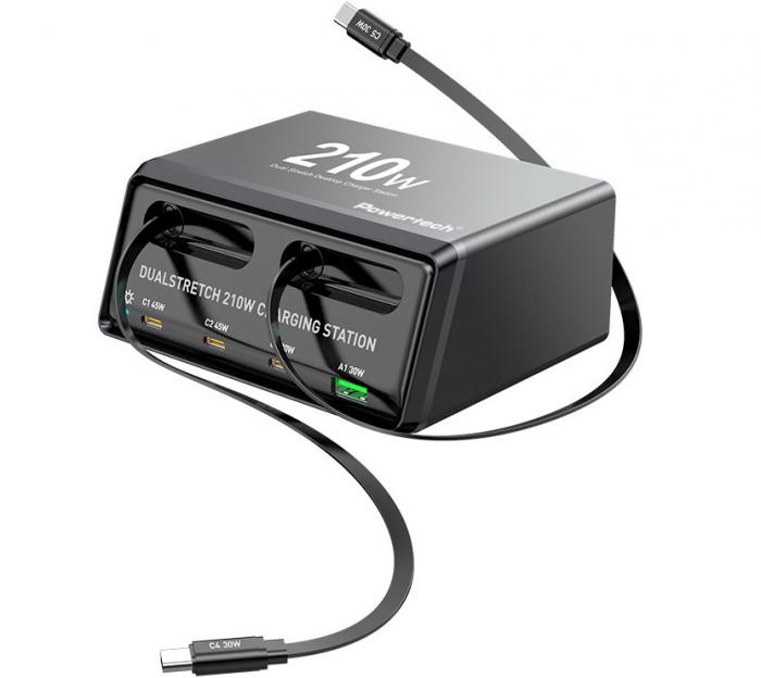 ΦΟΡΤΙΣΤΗΣ POWERTECH PT-1623 USB/3x USB-C/2x USB-C GaN 160W BLACK