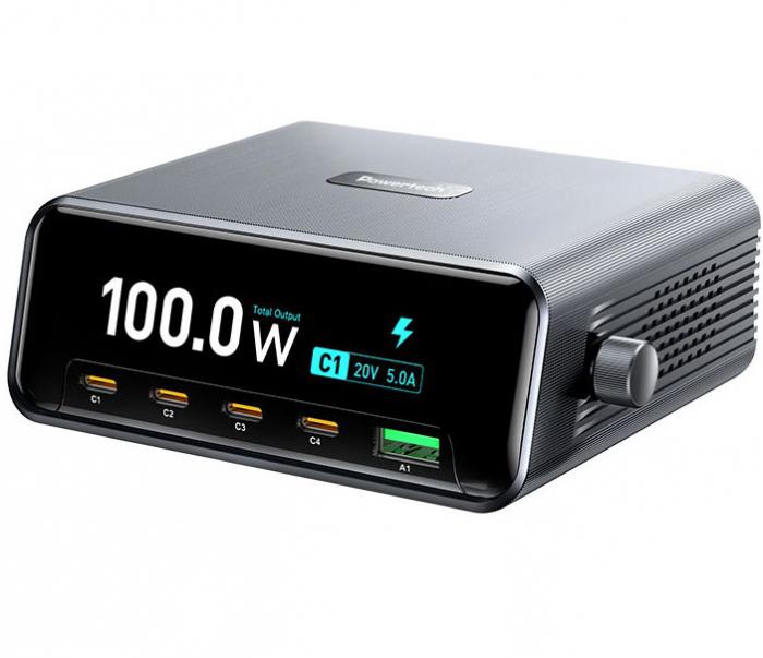 ΦΟΡΤΙΣΤΗΣ POWERTECH PT-1622 USB 4x USB-C GaN 100W SILVER