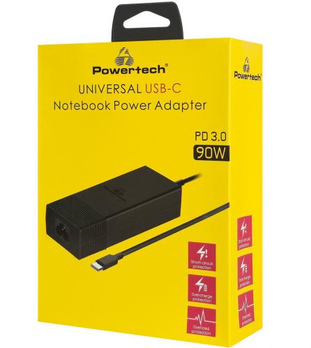 ΦΟΡΤΙΣΤΗΣ POWERTECH ΓΙΑ LAPTOP PT-1604 USB-C PD 90W BLACK