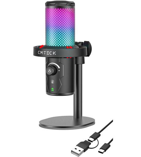 ΕΝΣΥΡΜΑΤΟ ΜΙΚΡΟΦΩΝΟ CMTECK XM560 USB/USB-C RGB BLACK