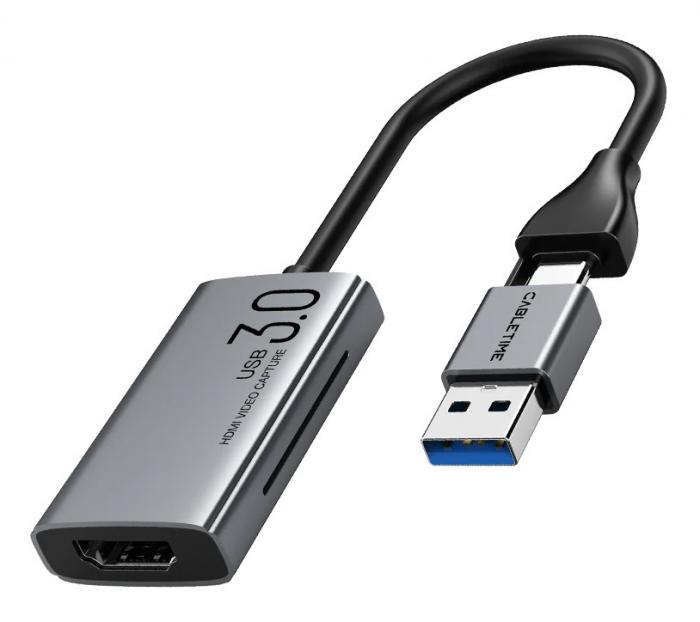 ΜΕΤΑΤΡΟΠΕΑΣ GRABBER CABLETIME CT-ACHC3-AG HDMI/USB - USB-C 4K/30Hz GREY