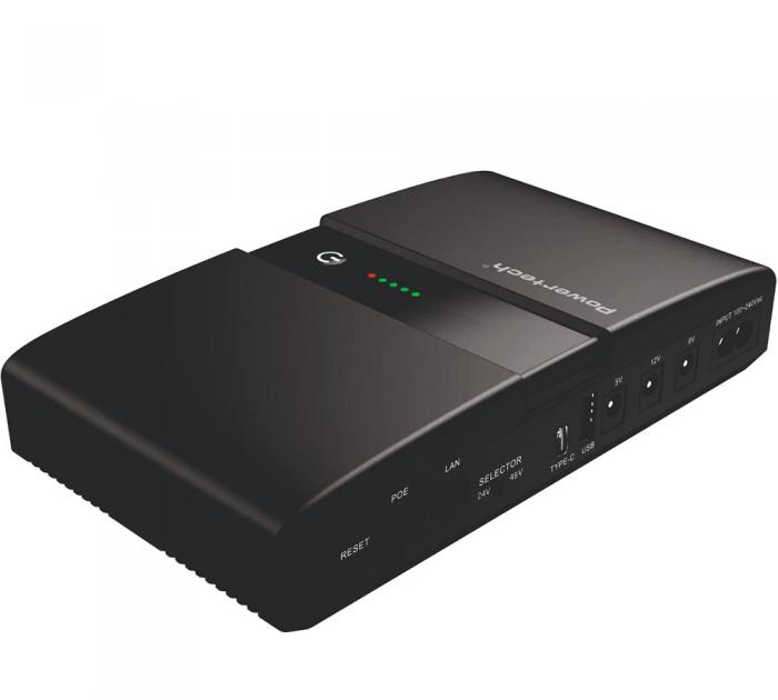 UPS POWERTECH MINI DC PT-1634 36W 20000mAh 3x DC USB/USB-C PoE/LAN BLACK