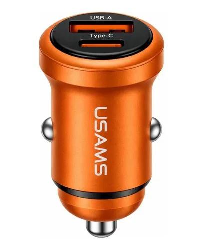 ΦΟΡΤΙΣΤΗΣ ΑΥΤΟΚΙΝΗΤΟΥ USAMS CC322 USB USB-C 30W ORANGE