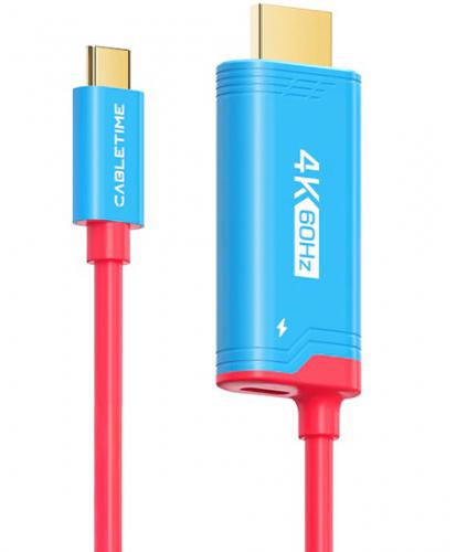 ΚΑΛΩΔΙΟ CABLETIME USB-C ΣΕ HDMI CT-CMHD4P 4K/60Hz PD 100W 2M RED