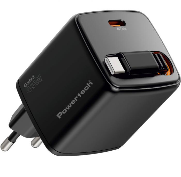 ΦΟΡΤΙΣΤΗΣ ΤΟΙΧΟΥ POWERTECH PT-1572 USB-C 45W GaN BLACK