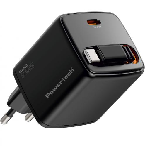 ΦΟΡΤΙΣΤΗΣ ΤΟΙΧΟΥ POWERTECH PT-1571 USB-C 30W GaN BLACK