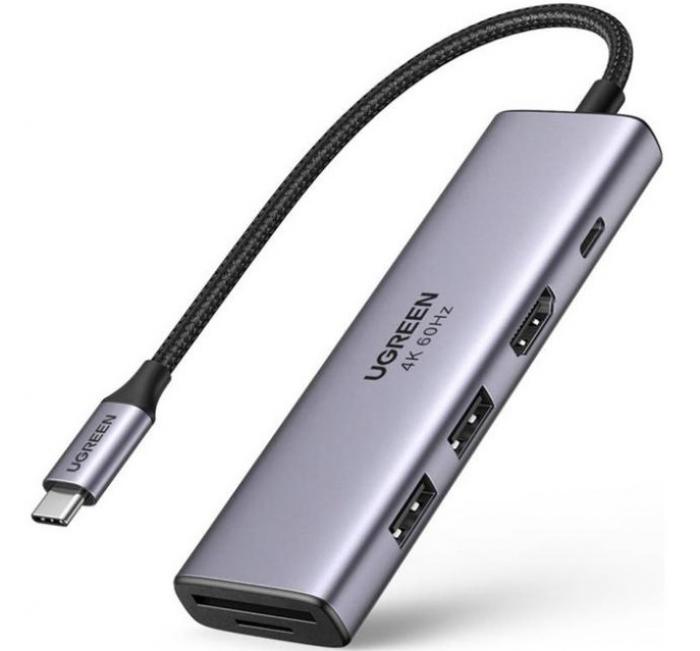 DOCKING STATION UGREEN USB-C 2x USB HDMI USB-C TF/SD 60384 GREY
