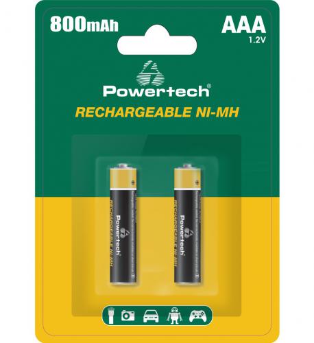 ΜΠΑΤΑΡΙΕΣ ΕΠΑΝΑΦΟΡΤΙΖΟΜΕΝΕΣ POWERTECH NI-MH PT-1403 AAA 800mah 1.2V (2 TEMAXIA)