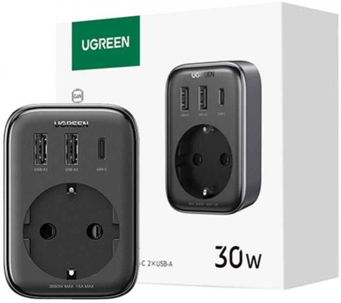 ΠΡΙΖΑ ΑΣΦΑΛΕΙΑΣ UGREEN 2x USB USB-C CD314 30W 90613 BLACK