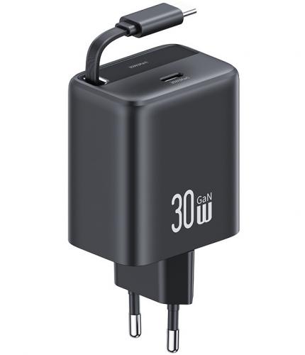 ΦΟΡΤΙΣΤΗΣ ΤΟΙΧΟΥ USAMS CC241 USB-C 30W GaN BLACK