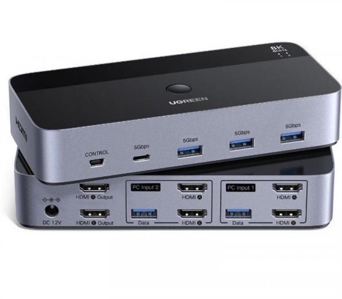 KVM SWITCH 2 PORT USB/HDMI UGREEN AK703 85100