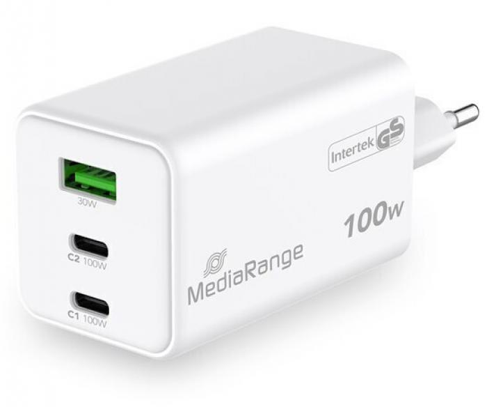 ΦΟΡΤΙΣΤΗΣ ΤΟΙΧΟΥ MEDIARANGE 100W GaN 2x USB-C 1x USB-A USB-C MRMA123 WHITE